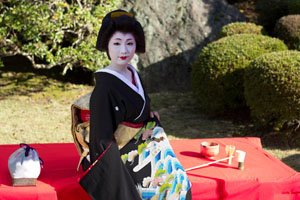 Geisha im Dunkelen Tomesode Kimono.