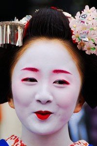 Hikizuri Kimono Lächelnde Geisha