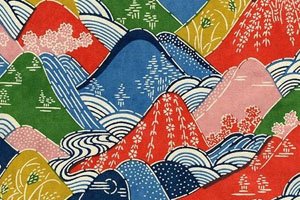Kimono Symbol mit Bunten Bergen