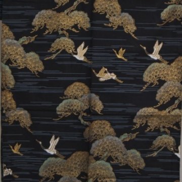 Kimono für Damen Kiefer und Kranich Schwarz Muster
