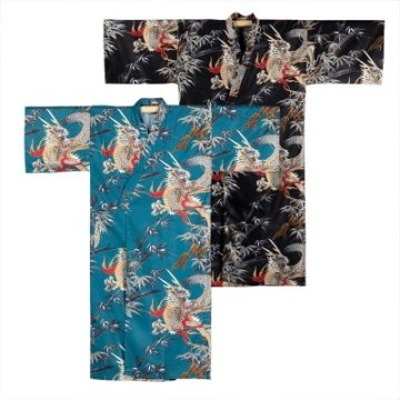 Kimono Drachen Extra Lang Petrol und schwarz