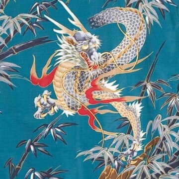Kimono Drachen Extra Lang Petrol Muster